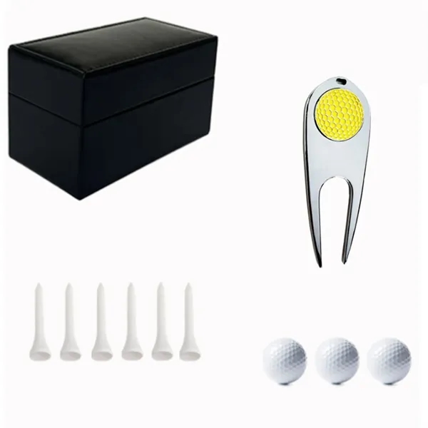 Luxury Golf Gift Set with Leather Box Ball and Tee - Luxury Golf Gift Set with Leather Box Ball and Tee - Image 6 of 7