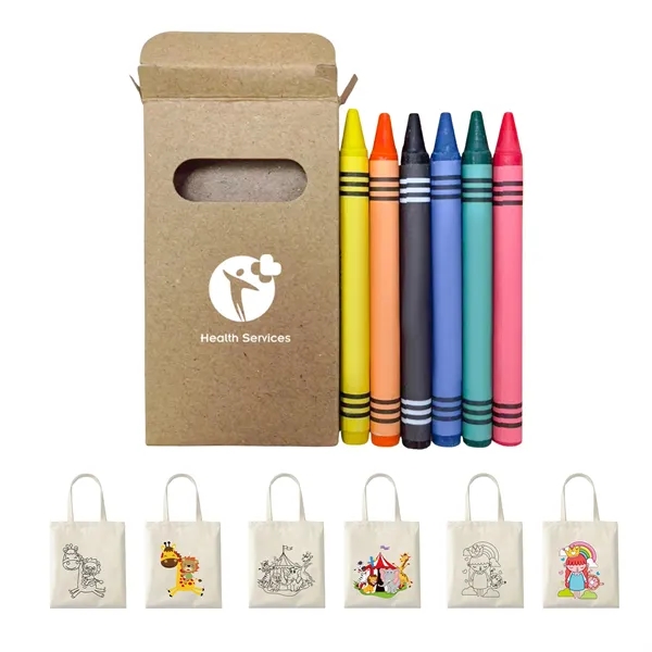 Painted canvas tote bag 6 crayons - Painted canvas tote bag 6 crayons - Image 0 of 11