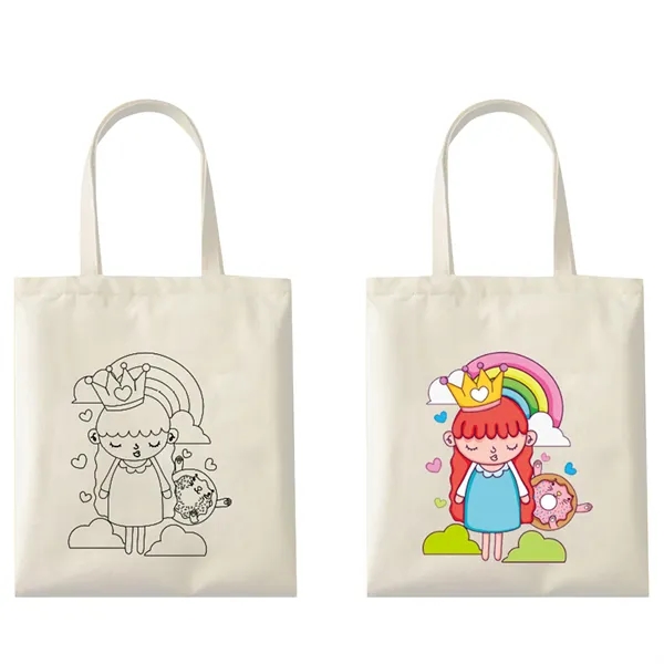 Painted canvas tote bag 6 crayons - Painted canvas tote bag 6 crayons - Image 1 of 11