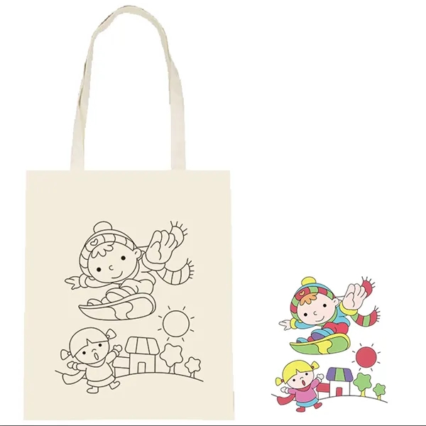 Painted canvas tote bag 6 crayons - Painted canvas tote bag 6 crayons - Image 6 of 11