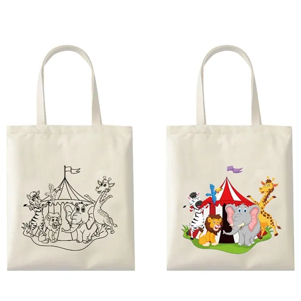 Painted canvas tote bag 6 crayons - Painted canvas tote bag 6 crayons - Image 10 of 11