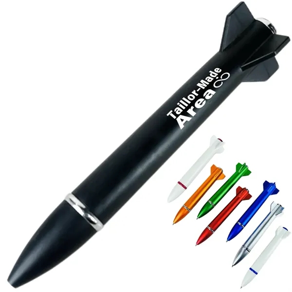 Mini Rocket Flashlight Rollerball Pens Black - Mini Rocket Flashlight Rollerball Pens Black - Image 0 of 4