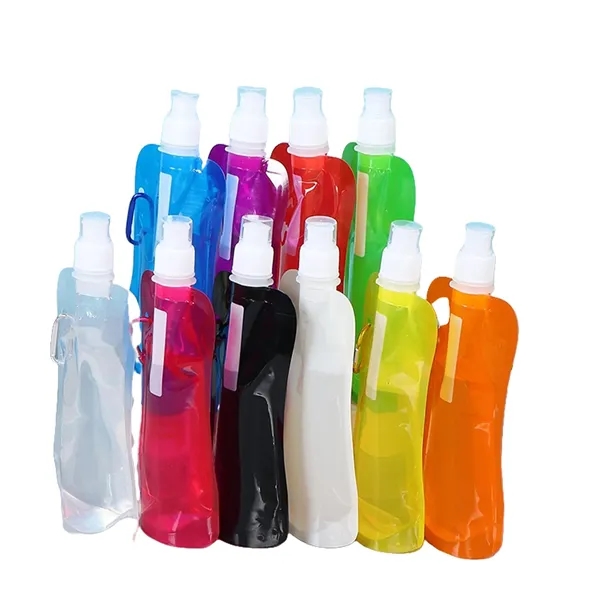 In Stock Custom Collapsible Water Bottle With Carabiner Clip - In Stock Custom Collapsible Water Bottle With Carabiner Clip - Image 2 of 4