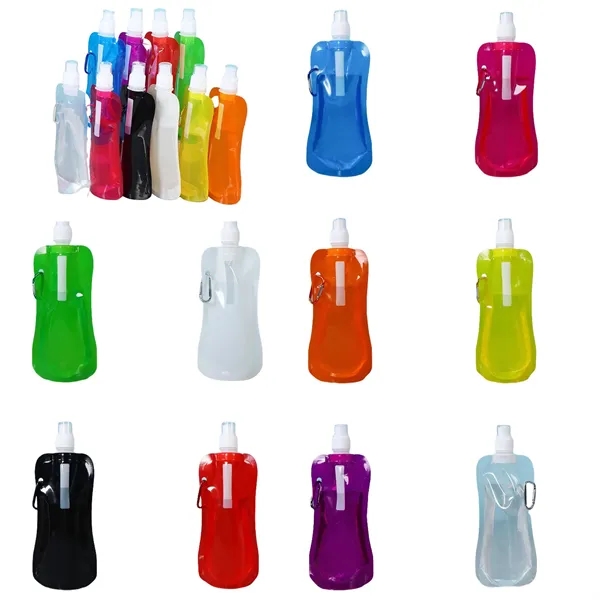 In Stock Custom Collapsible Water Bottle With Carabiner Clip - In Stock Custom Collapsible Water Bottle With Carabiner Clip - Image 4 of 4