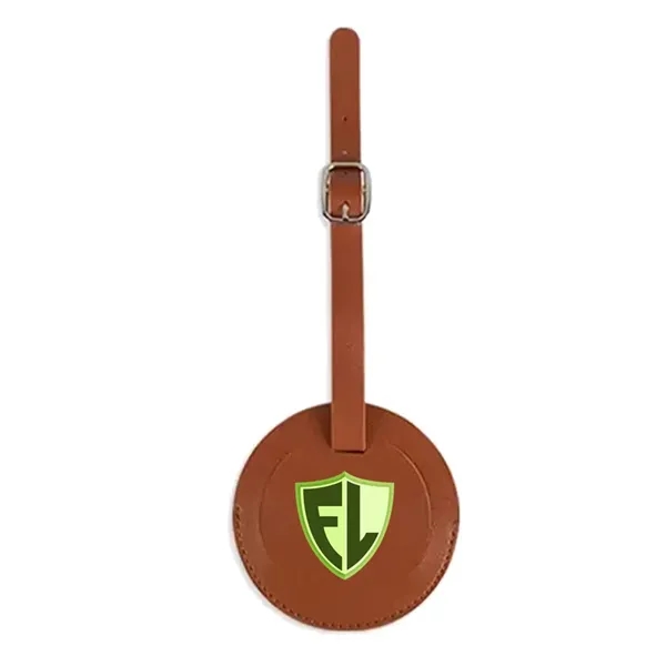 Round Shape PU Vegan Leather Luggage Tag - Round Shape PU Vegan Leather Luggage Tag - Image 3 of 4