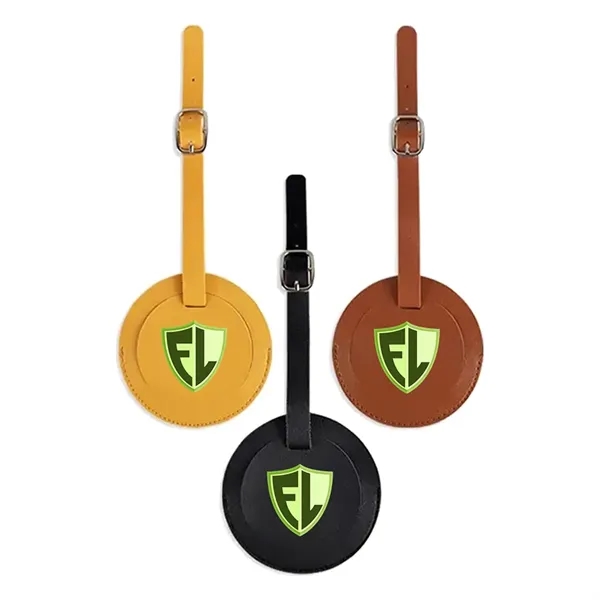 Round Shape PU Vegan Leather Luggage Tag - Round Shape PU Vegan Leather Luggage Tag - Image 0 of 4