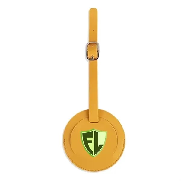 Round Shape PU Vegan Leather Luggage Tag - Round Shape PU Vegan Leather Luggage Tag - Image 4 of 4