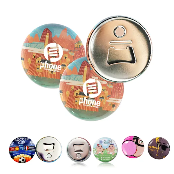 Custom Round Tinplate Fridge Magnet Bottle Opener