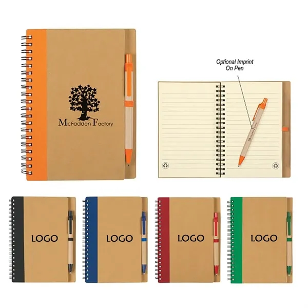 Eco Spiral Notebook w/ Ballpoint Pen - Eco Spiral Notebook w/ Ballpoint Pen - Image 0 of 4