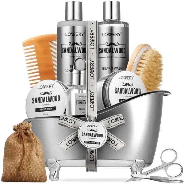 Luxe Sandalwood Beard Grooming Kit - 11Pc Men's Pampering Bo - Luxe Sandalwood Beard Grooming Kit - 11Pc Men's Pampering Bo - Image 0 of 0