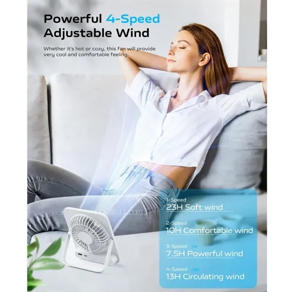 3000mAh Rechargeable Fan with Power Bank - 3000mAh Rechargeable Fan with Power Bank - Image 1 of 4