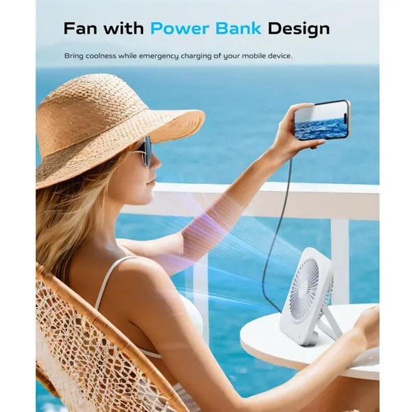 3000mAh Rechargeable Fan with Power Bank - 3000mAh Rechargeable Fan with Power Bank - Image 4 of 4