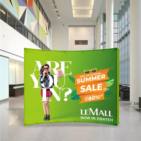 10'x8' Curved Pop Up Fabric Foldable Display Wall w/ Endcaps - 10'x8' Curved Pop Up Fabric Foldable Display Wall w/ Endcaps - Image 4 of 5