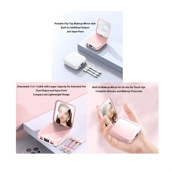 3.3" x 3.1" Compact And Portable Beauty Mirror Power Bank