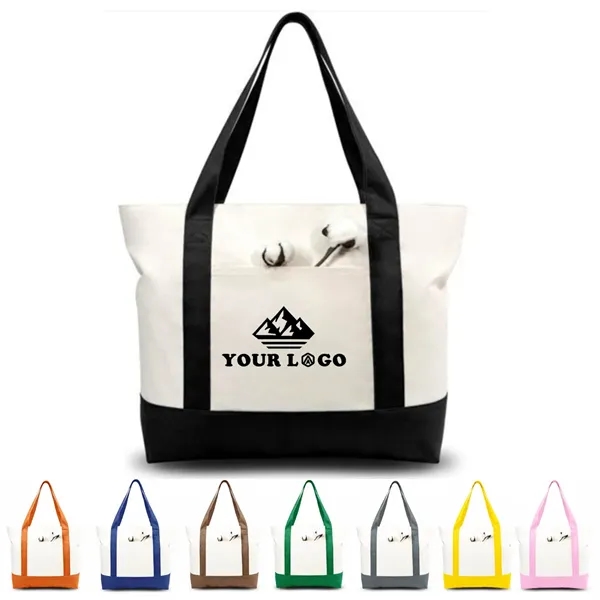 Custom Two Tone Cotton Canvas Tote Bags - Custom Two Tone Cotton Canvas Tote Bags - Image 0 of 2