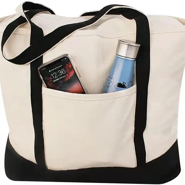 Custom Two Tone Cotton Canvas Tote Bags - Custom Two Tone Cotton Canvas Tote Bags - Image 2 of 2
