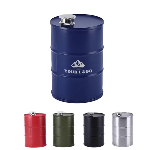 25 oz Oil Barrel Shaped Flask - 25 oz Oil Barrel Shaped Flask - Image 0 of 2