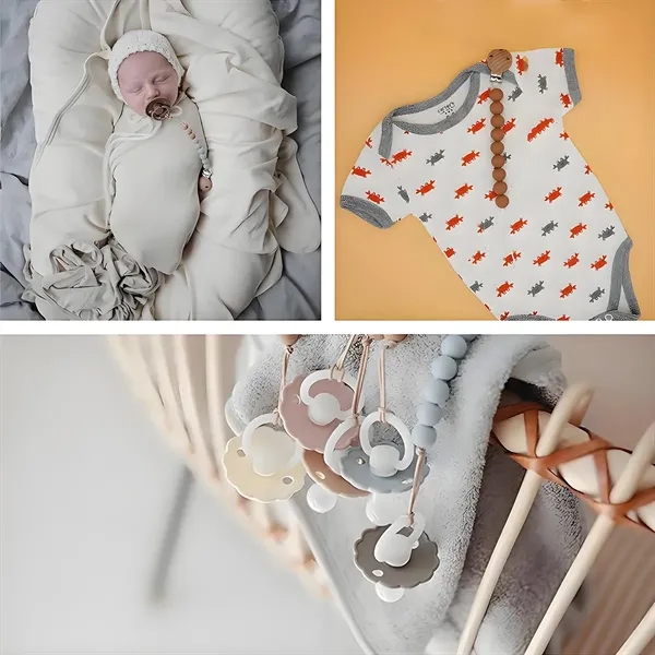 Baby Silicone And Wood Pacifier Clip Chain