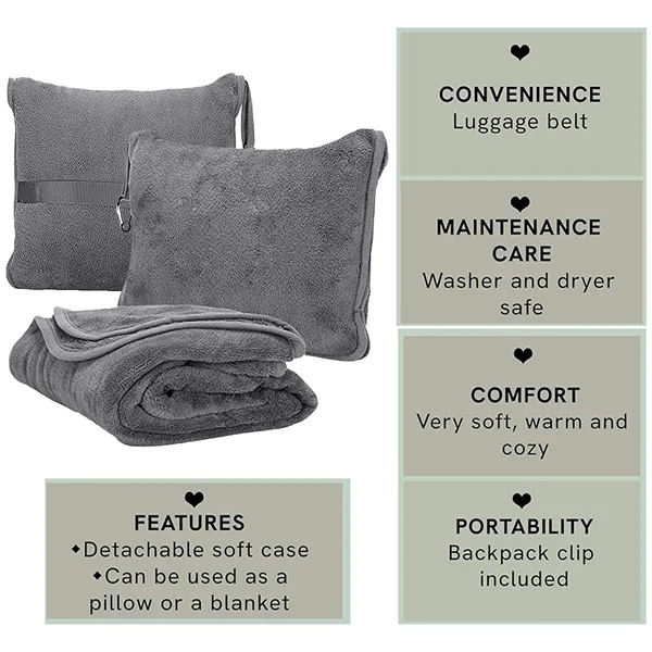 Soft Plush Pillow Car Plane Travel Blanket - Soft Plush Pillow Car Plane Travel Blanket - Image 2 of 5