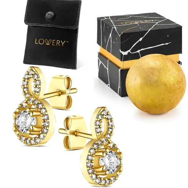 14K Gold Plated Earring with CZ Stones, Pouch, Bath Bomb & G - 14K Gold Plated Earring with CZ Stones, Pouch, Bath Bomb & G - Image 0 of 0