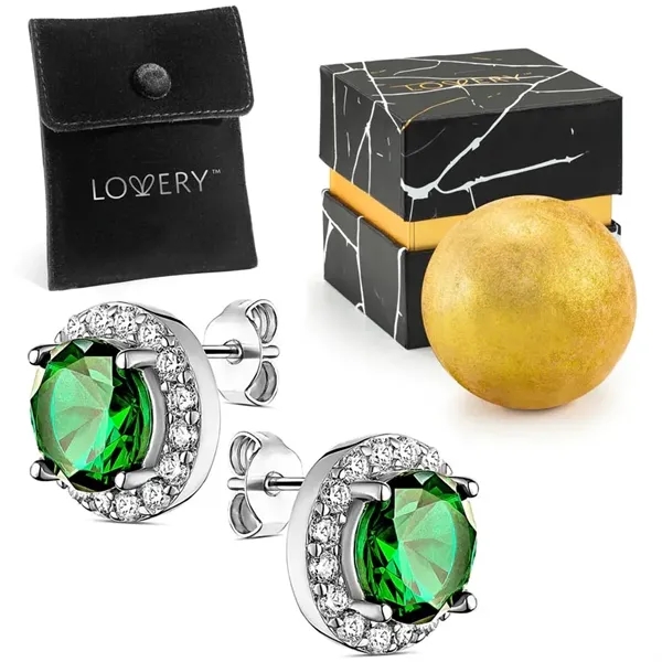 Sterling Silver Emerald Stud Earring with Pouch, Bath Bomb & - Sterling Silver Emerald Stud Earring with Pouch, Bath Bomb & - Image 0 of 0