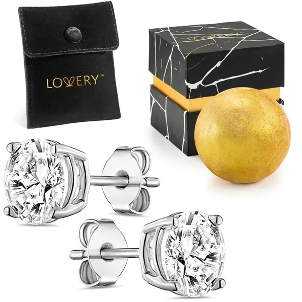 Sterling Silver Solitaire CZ Stone Earring with Pouch, Bath - Sterling Silver Solitaire CZ Stone Earring with Pouch, Bath - Image 0 of 0