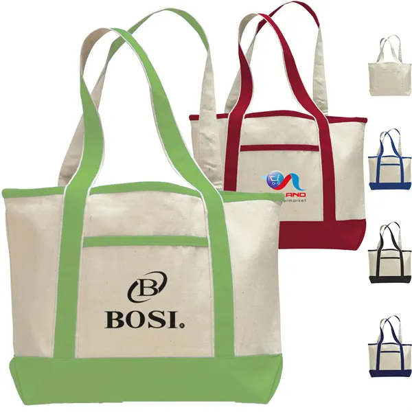 Large Custom Cotton Canvas Tote Bags w/ Interior Pocket 12oz - Large Custom Cotton Canvas Tote Bags w/ Interior Pocket 12oz - Image 0 of 7