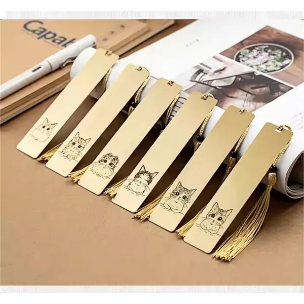 Creative Gold Brass Bookmark with Tassels - Creative Gold Brass Bookmark with Tassels - Image 5 of 5