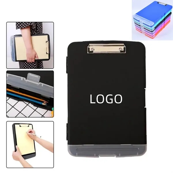 Plastic Clipboard with Storage and Pen Holder - Plastic Clipboard with Storage and Pen Holder - Image 0 of 6