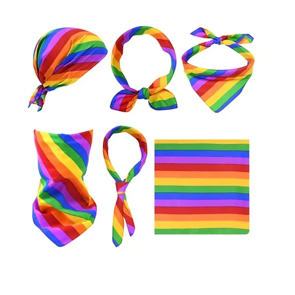 Multipurpose Pride Day Rainbow Bandana Square Scarf - Multipurpose Pride Day Rainbow Bandana Square Scarf - Image 1 of 3