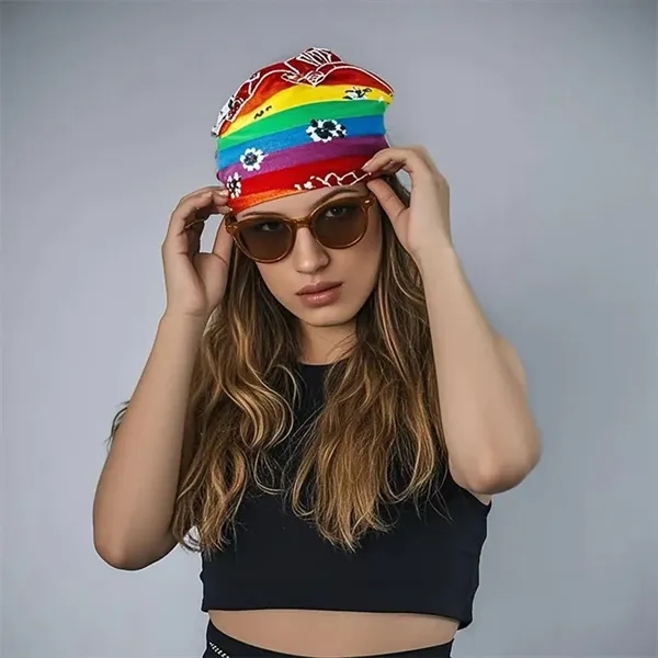 Multipurpose Pride Day Rainbow Bandana Square Scarf - Multipurpose Pride Day Rainbow Bandana Square Scarf - Image 2 of 3