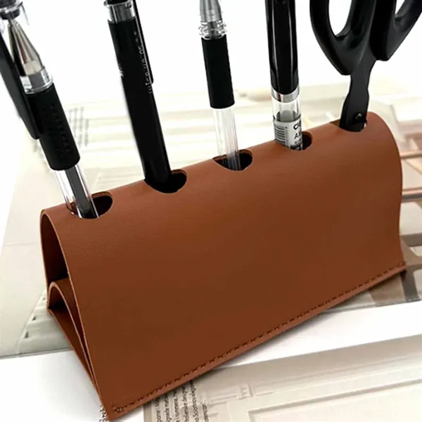Luxury PU Leather Desk Pen Holder with Multiple Slots - Luxury PU Leather Desk Pen Holder with Multiple Slots - Image 3 of 4