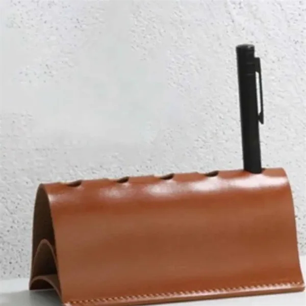 Luxury PU Leather Desk Pen Holder with Multiple Slots - Luxury PU Leather Desk Pen Holder with Multiple Slots - Image 4 of 4