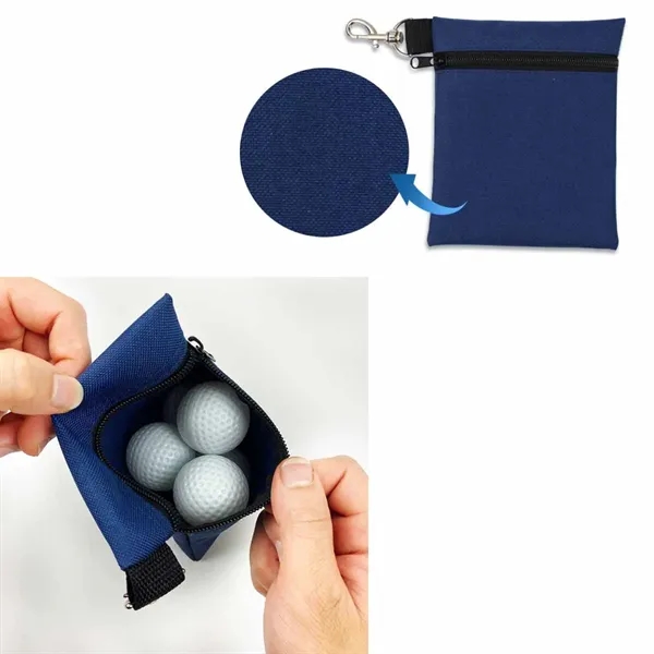 Portable Golf Ball Pouch with Zipper and Clip Hook - Portable Golf Ball Pouch with Zipper and Clip Hook - Image 3 of 5