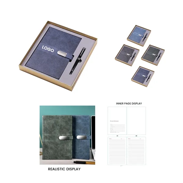 Custom Magnetic Buckle A5 Notepad Diary & Pen Gift Box Set - Custom Magnetic Buckle A5 Notepad Diary & Pen Gift Box Set - Image 0 of 6