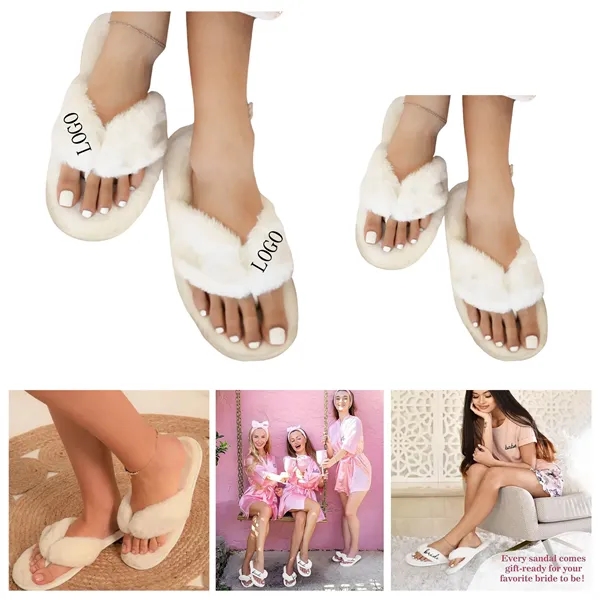 Cross-Border Best-Selling Bride Babe Plush Flip Flops - Cross-Border Best-Selling Bride Babe Plush Flip Flops - Image 0 of 3