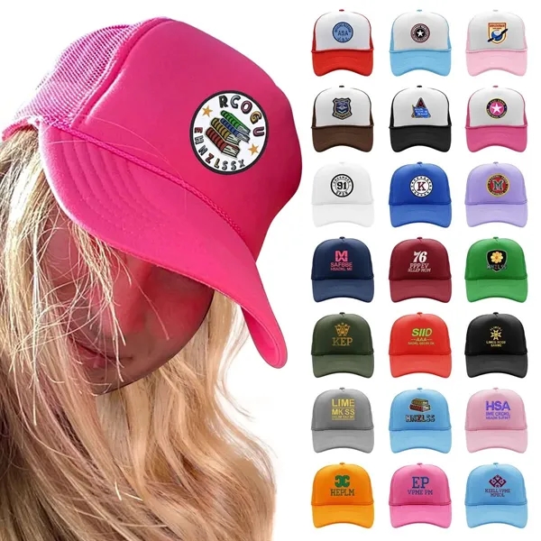 Full Color Embroidered Trucker Hat - Full Color Embroidered Trucker Hat - Image 0 of 20