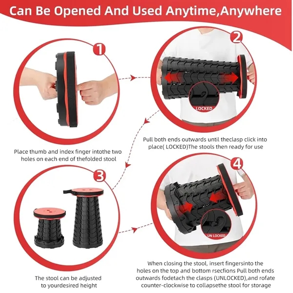 Collapsible Stool Folding Chair with Carrying Straps - Collapsible Stool Folding Chair with Carrying Straps - Image 4 of 8