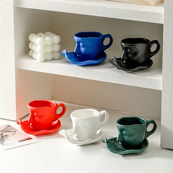 Ceramic Kissing Coffee/Tea Cup and Saucer Set - Ceramic Kissing Coffee/Tea Cup and Saucer Set - Image 2 of 6