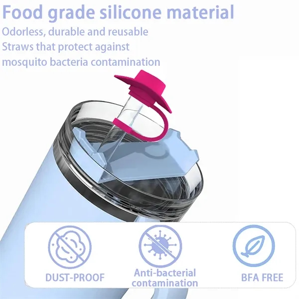 Cowboy Hat Shaped Silicone Straw Stoppers - Cowboy Hat Shaped Silicone Straw Stoppers - Image 3 of 11