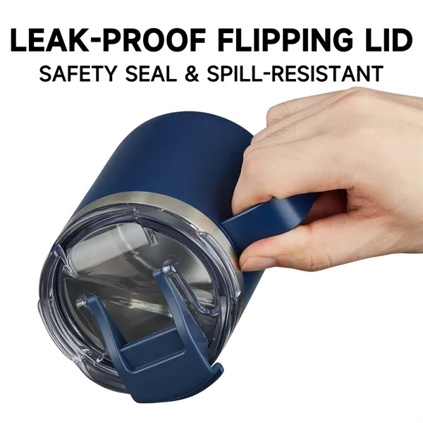 12oz Stainless Steel Insulated Cup with Handle and Lid - 12oz Stainless Steel Insulated Cup with Handle and Lid - Image 1 of 4