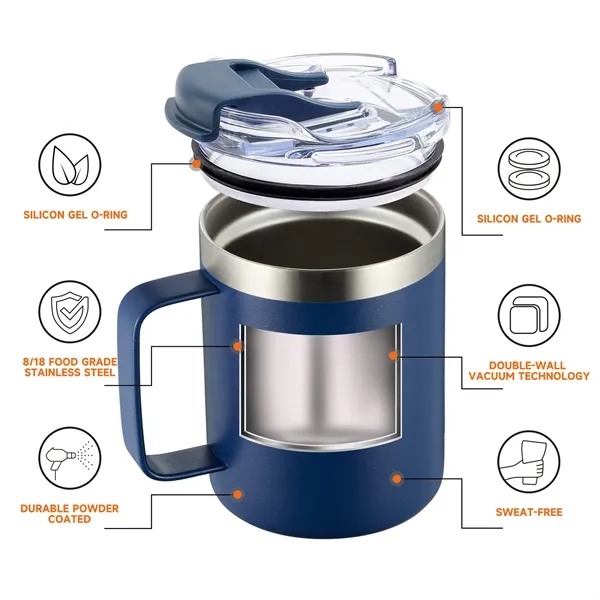 12oz Stainless Steel Insulated Cup with Handle and Lid - 12oz Stainless Steel Insulated Cup with Handle and Lid - Image 2 of 4