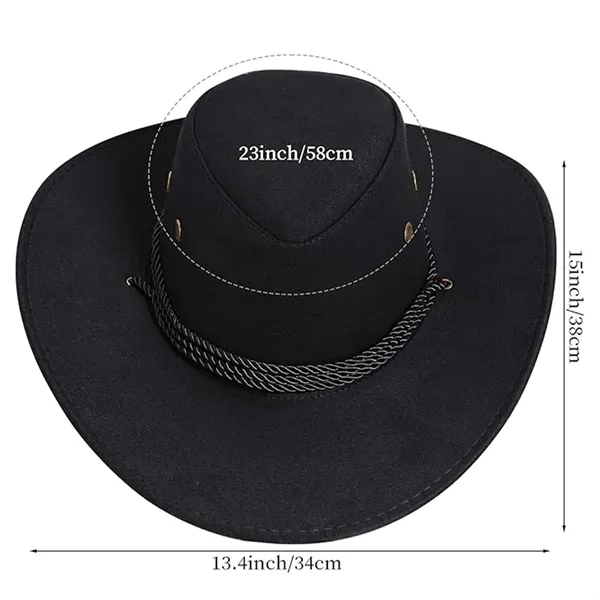 Western Cowboy Hat with Wide Brim Suede Casual Sun Cap Retro - Western Cowboy Hat with Wide Brim Suede Casual Sun Cap Retro - Image 1 of 6
