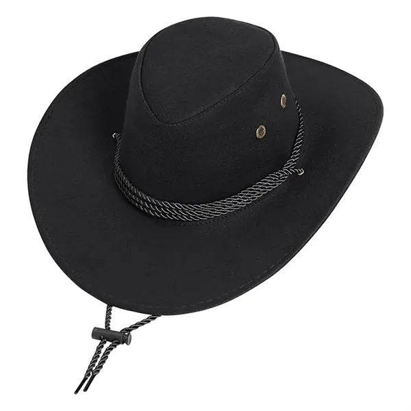 Western Cowboy Hat with Wide Brim Suede Casual Sun Cap Retro - Western Cowboy Hat with Wide Brim Suede Casual Sun Cap Retro - Image 2 of 6