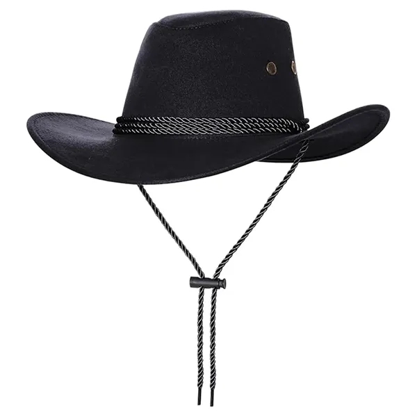Western Cowboy Hat with Wide Brim Suede Casual Sun Cap Retro - Western Cowboy Hat with Wide Brim Suede Casual Sun Cap Retro - Image 4 of 6