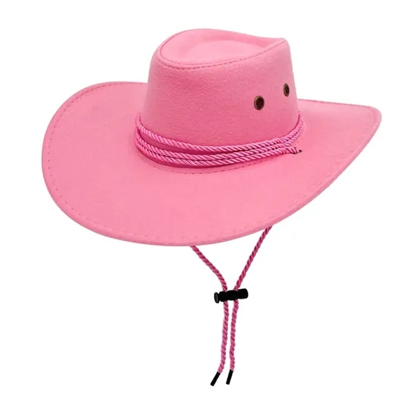 Western Cowboy Hat with Wide Brim Suede Casual Sun Cap Retro - Western Cowboy Hat with Wide Brim Suede Casual Sun Cap Retro - Image 5 of 6