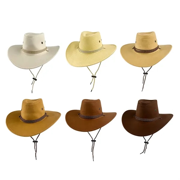 Western Cowboy Hat with Wide Brim Suede Casual Sun Cap Retro - Western Cowboy Hat with Wide Brim Suede Casual Sun Cap Retro - Image 6 of 6
