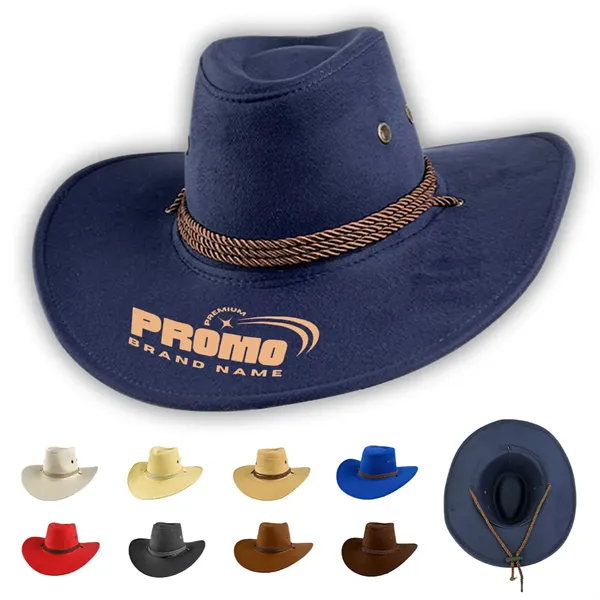 Western Cowboy Hat with Wide Brim Suede Casual Sun Cap Retro - Western Cowboy Hat with Wide Brim Suede Casual Sun Cap Retro - Image 0 of 6