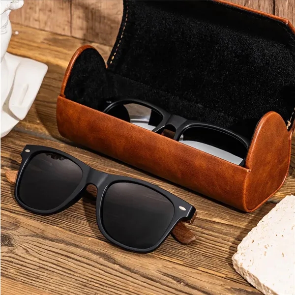 Classy Business Wooden Sunglasses with Leather Case Gift Set - Classy Business Wooden Sunglasses with Leather Case Gift Set - Image 6 of 7