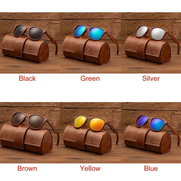 Classy Business Wooden Sunglasses with Leather Case Gift Set - Classy Business Wooden Sunglasses with Leather Case Gift Set - Image 7 of 7